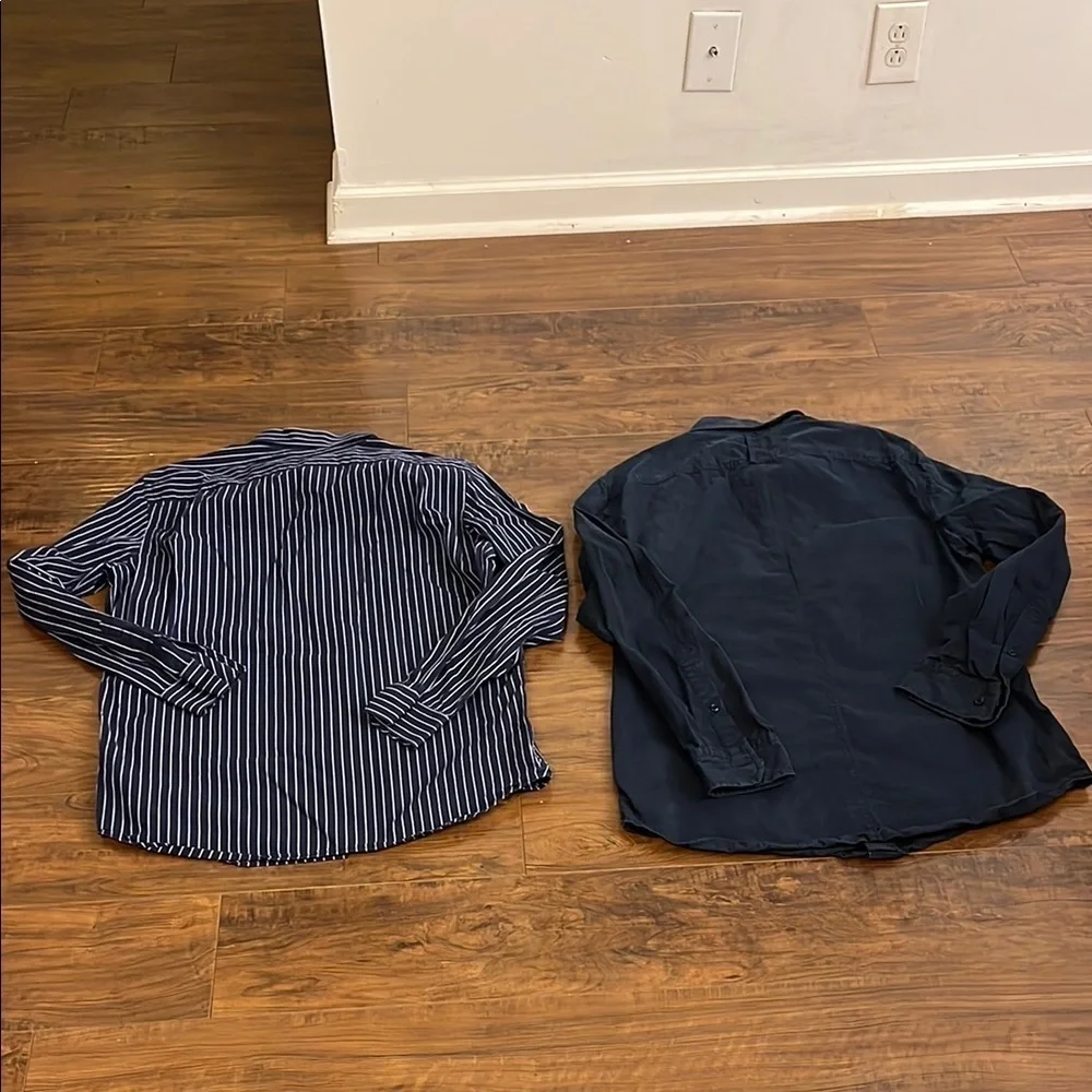2 Banana Republic Blue and White Casual Button Down Shirt and Navy Shirt